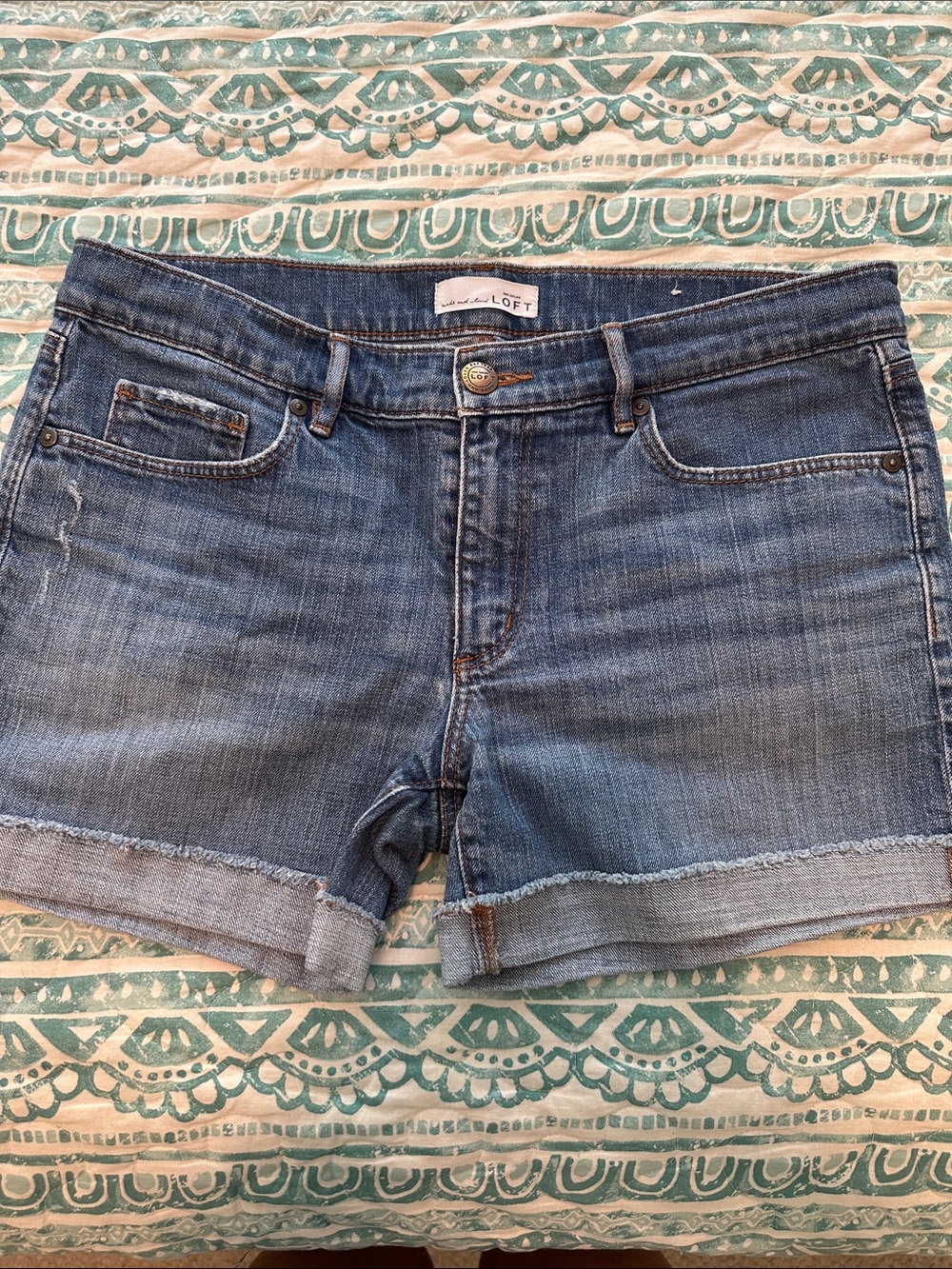 LOFT Blue Rolled-Hem Denim Shorts